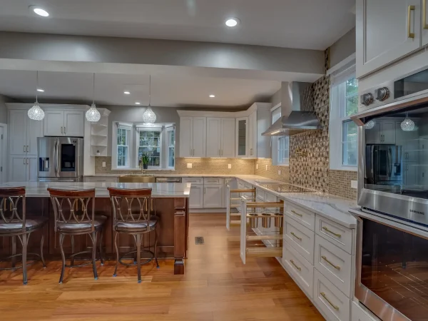 Modern luxe room addition with kitchen installation